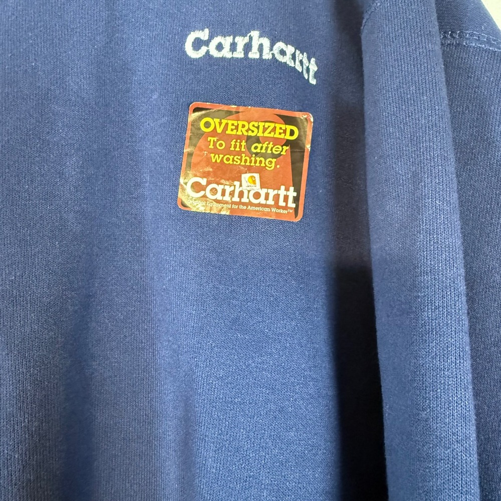 NWT Vintage Carhartt Mens XL Navy Blue Crewneck Sweatshirt K124 Embroidered Logo - Picture 2 of 9